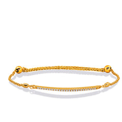 14 KT Rounds Shape Yellow Gold Bolo Diamond Bracelet