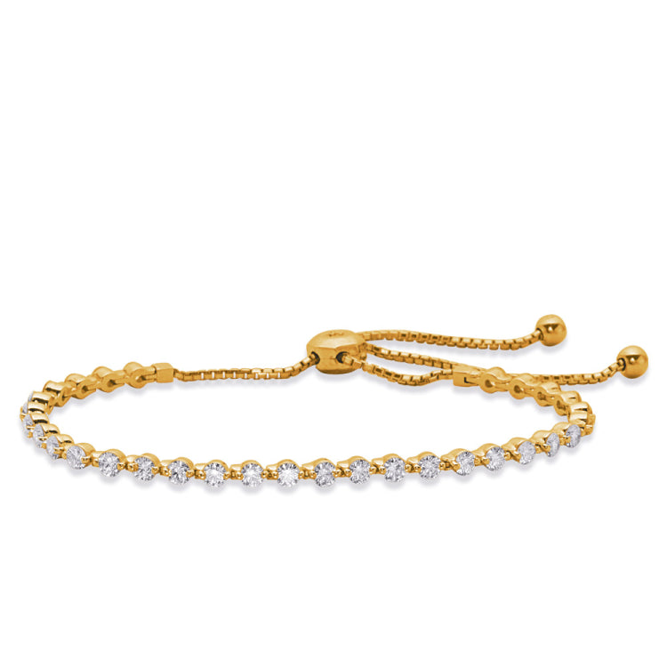14 KT Rounds Shape Yellow Gold Bolo Diamond Bracelet