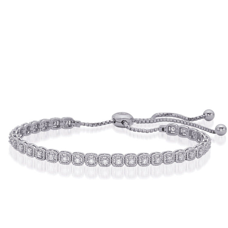 14 KT Rounds Shape White Gold Bolo Diamond Bracelet