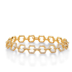 14 KT Rounds Shape Yellow Gold Diamond Bracelet