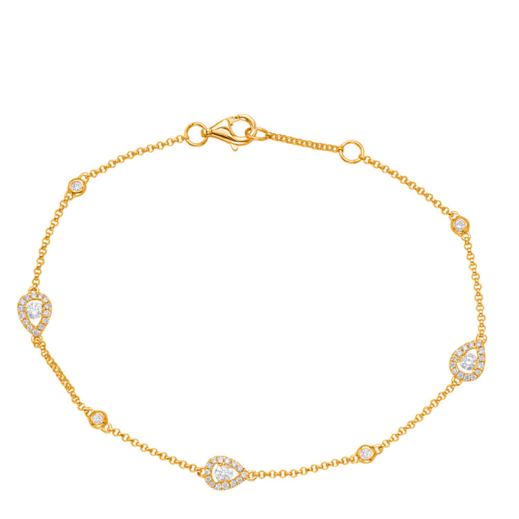 14 KT Rounds Shape Yellow Gold Diamond Bracelet
