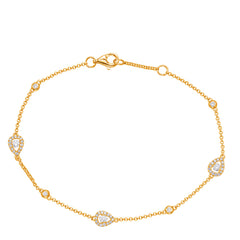14 KT Rounds Shape Yellow Gold Diamond Bracelet