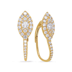14 KT Rounds Shape Yellow Gold Diamond Earring