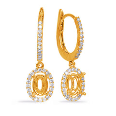 14 KT Rounds Shape Yellow Gold Diamond Earring