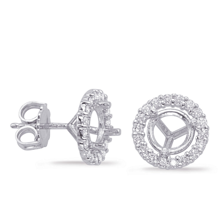 14 KT Rounds Shape Three Prong Earring Setting 2ct