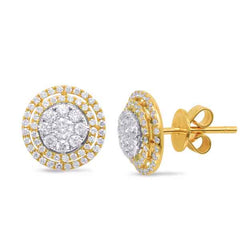 14 KT Rounds Shape White & Yellow Gold Diamond Earring