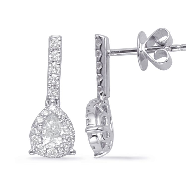 14 KT Pear Shape Shape White Gold Diamond Earring