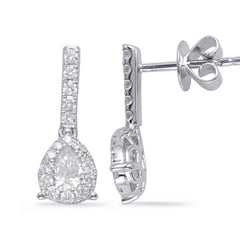 14 KT Pear Shape Shape White Gold Diamond Earring