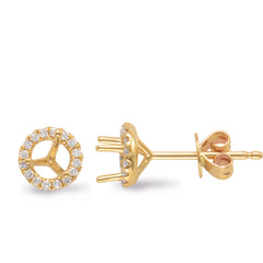 14 KT Rounds Shape Three Prong Earring Setting .50ct Tw
