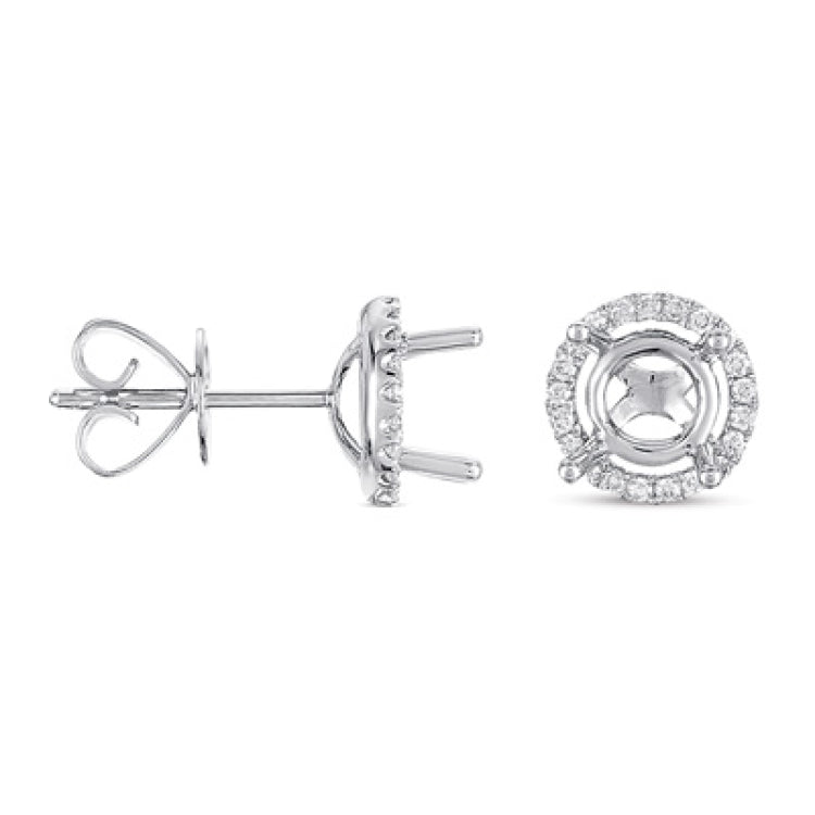 14 KT Rounds Shape Four Prong Earring Setting For 2.0ct Tw