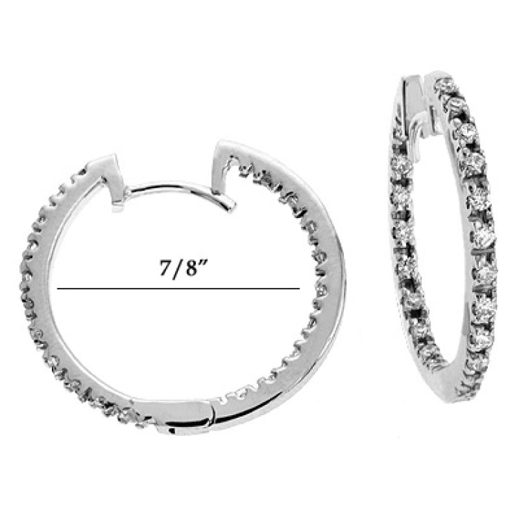 14 KT Rounds Shape White Gold Diamond Hoop Earr