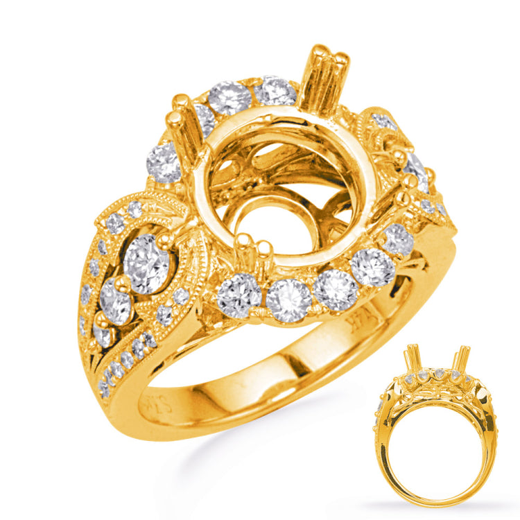 14 KT Rounds Shape Yellow Gold Halo Engagement Ring