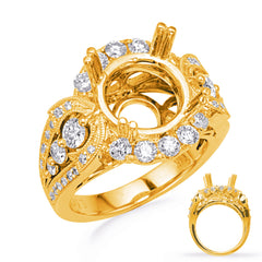 14 KT Rounds Shape Yellow Gold Halo Engagement Ring