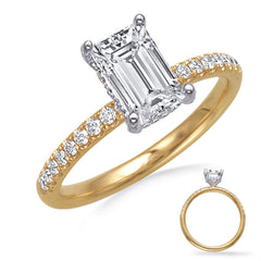 14 KT Rounds Shape White & Yellow Gold Engagement Ring