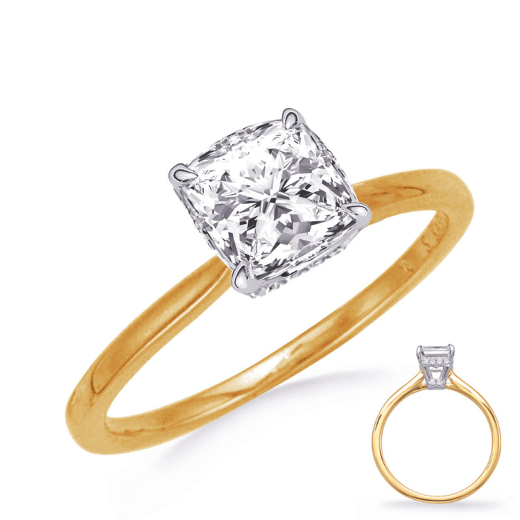 14 KT Rounds Shape Yellow & White Gold Engagement Ring