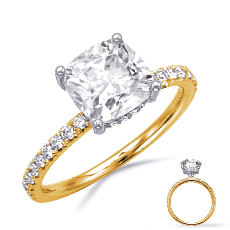 14 KT Rounds Shape White & Yellow Gold Engagement Ring