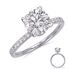 14 KT Rounds Shape White Gold Engagement Ring