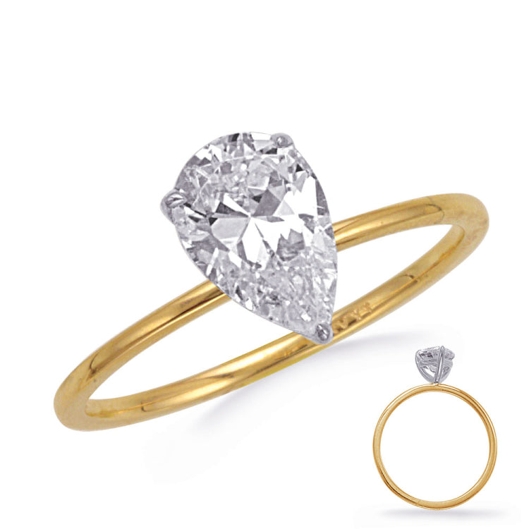 14 KT Yellow & White Gold Engagement Ring 5x3m