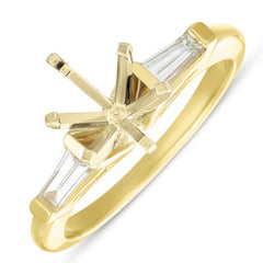 14 KT Tapered Baguettes Shape Yellow Gold Engagement Ring
