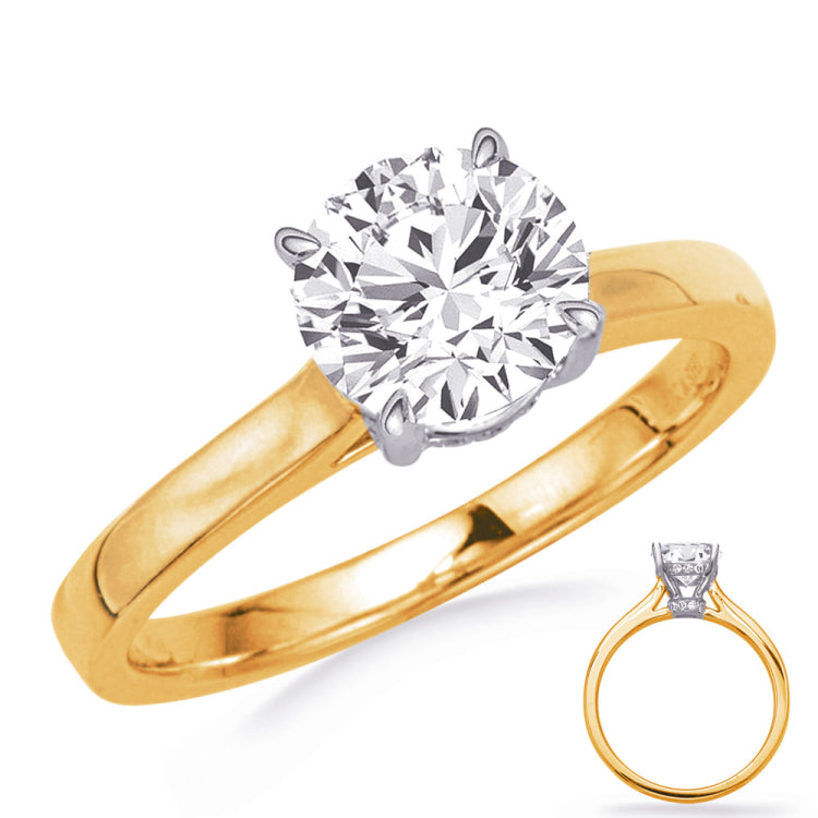 14 KT Rounds Shape Yellow and White Gold Engagement Ring