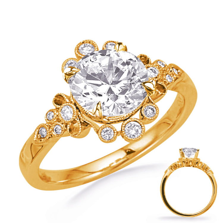 14 KT Rounds Shape Yellow Gold Engagement Ring
