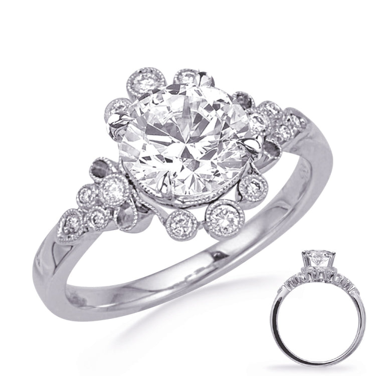 14 KT Rounds Shape White Gold Engagement Ring
