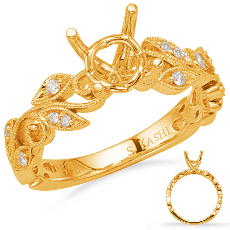 14 KT Rounds Shape Yellow Gold Engagement Ring