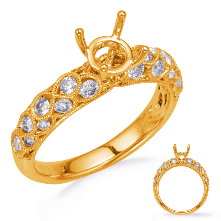 14 KT Rounds Shape Yellow Gold Diamond Engagement Ring