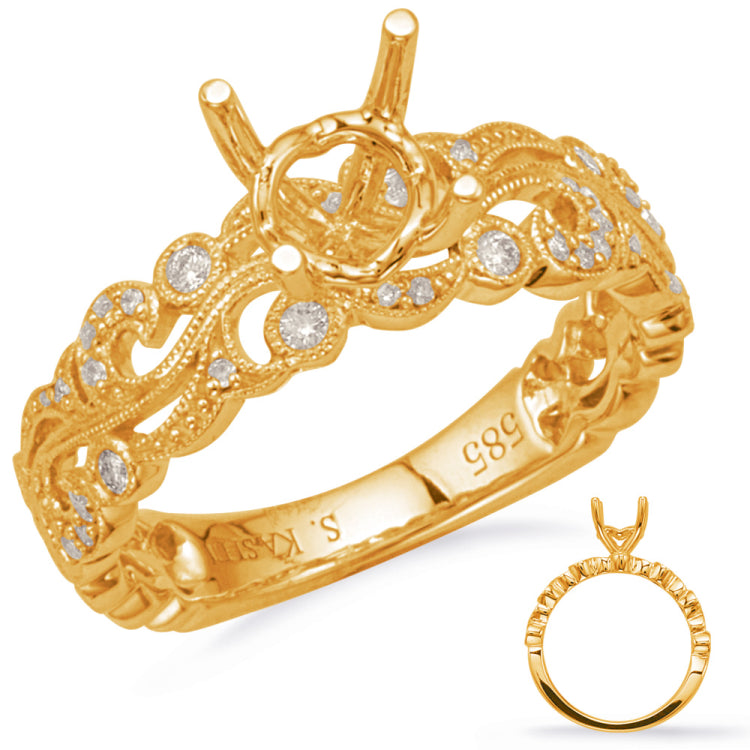 14 KT Rounds Shape Yellow Gold Engagement Ring