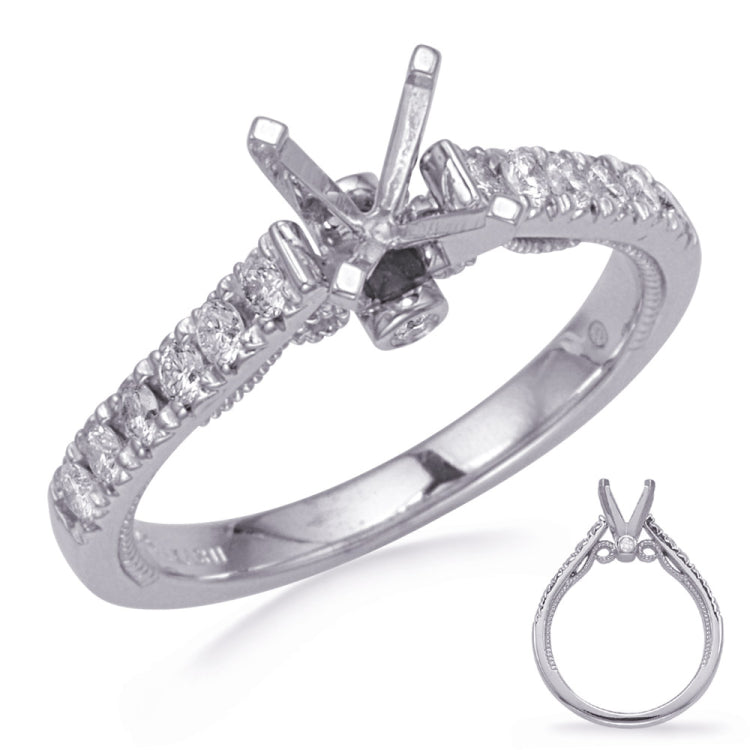 14 KT Rounds Shape White Gold Diamond Engagemond Ring
