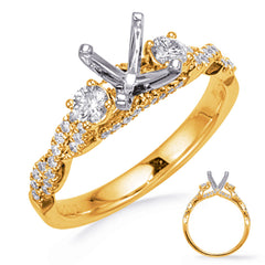 14 KT Rounds Shape Yellow & White Gold Engagement Ring
