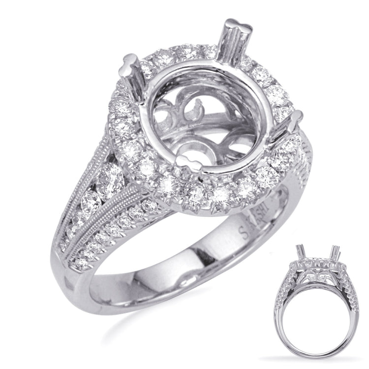 14 KT Rounds Shape White Gold Halo Engagement Ring
