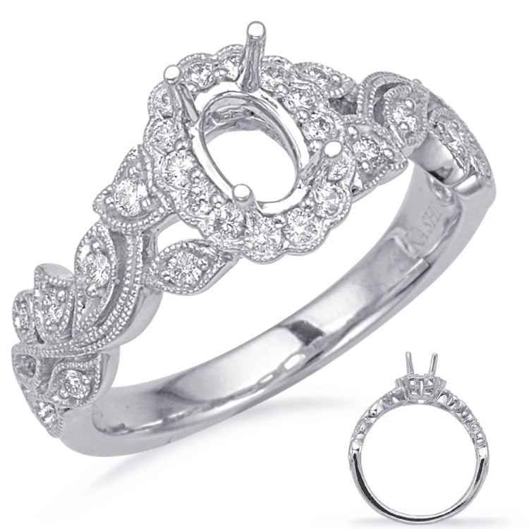 14 KT Rounds Shape White Gold Halo Engagement Ring