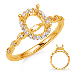 14 KT Rounds Shape Yellow Gold Halo Engagement Ring