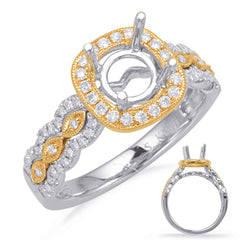 14 KT Rounds Shape Yellow & White Gold Halo Engagement Ring