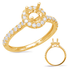 14 KT Rounds Shape Yellow Gold Halo Engagement Ring