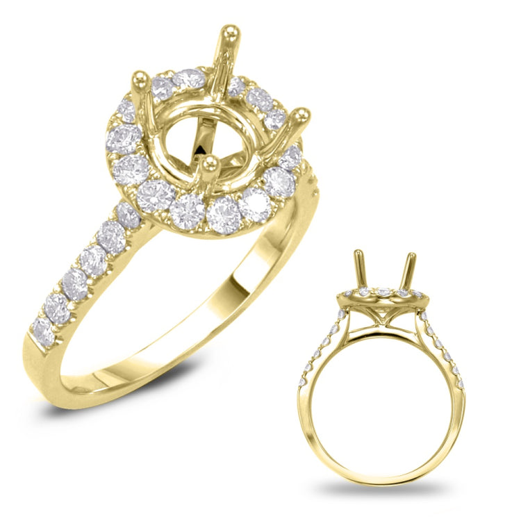 14 KT Rounds Shape Yellow Gold Halo Engagement Ring