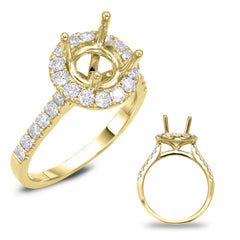 14 KT Rounds Shape Yellow Gold Halo Engagement Ring