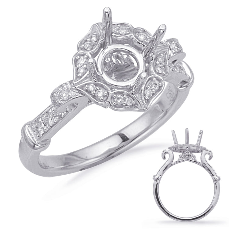 14 KT Rounds Shape White Gold Halo Engagement Ring