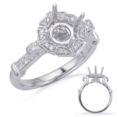 14 KT Rounds Shape White Gold Halo Engagement Ring