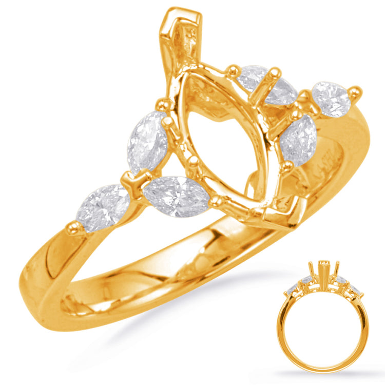 14 KT Marquise Shape Yellow Gold Engagement Ring