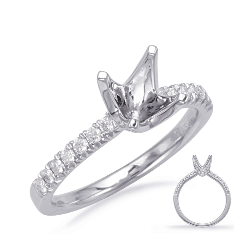 14 KT Rounds Shape White Gold Engagement Ring