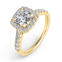 14 KT Rounds Shape Yellow Gold Halo Engagement Ring