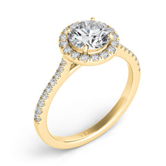 14 KT Rounds Shape Yellow Gold Halo Engagement Ring