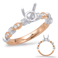 14 KT Rounds Shape Rose & White Gold Halo Engagement Ring