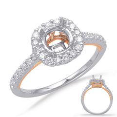 14 KT Rounds Shape Rose & White Gold Halo Engagement Ring