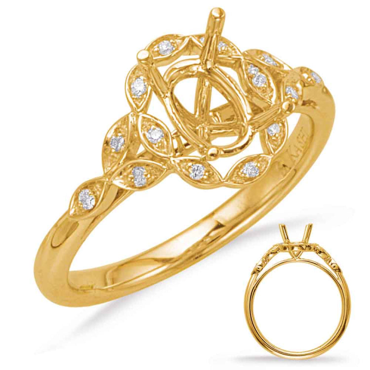 14 KT Rounds Shape Yellow Gold Halo Engagement Ring