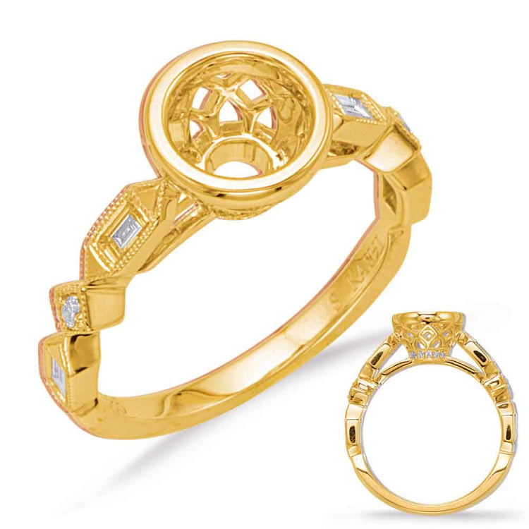 14 KT Baguette Shape Yellow Gold Engagement Ring