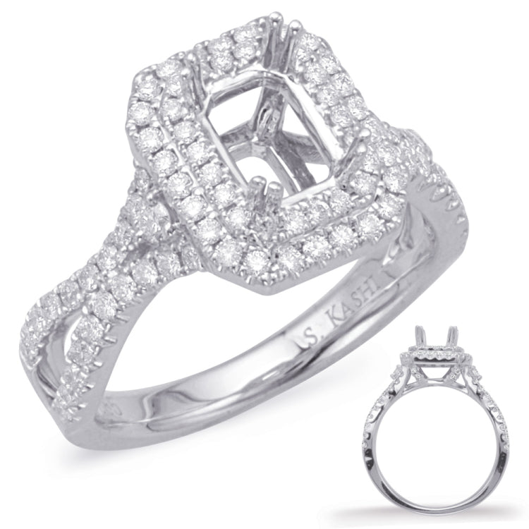 14 KT Rounds Shape White Gold Halo Engagement Ring