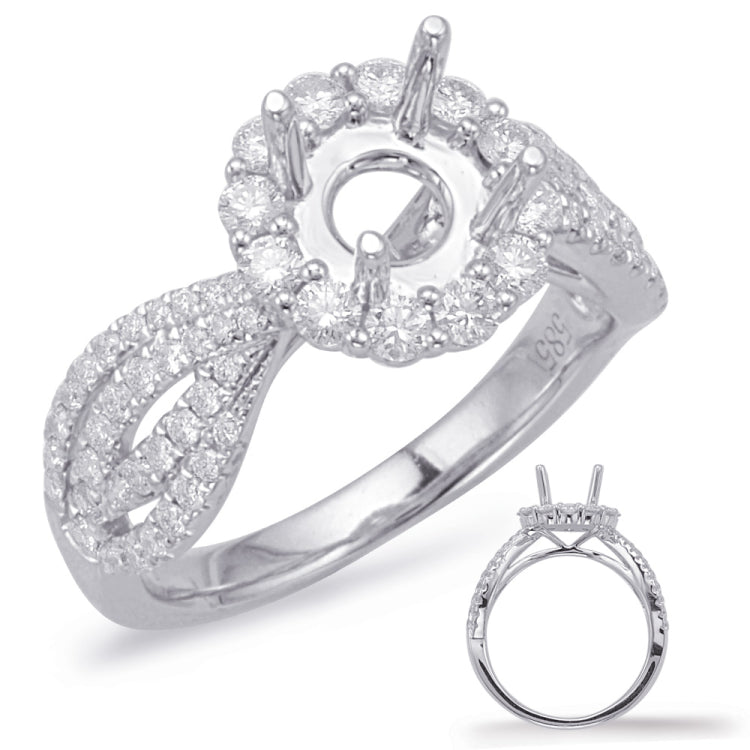 14 KT Rounds Shape White Gold Halo Engagement Ring